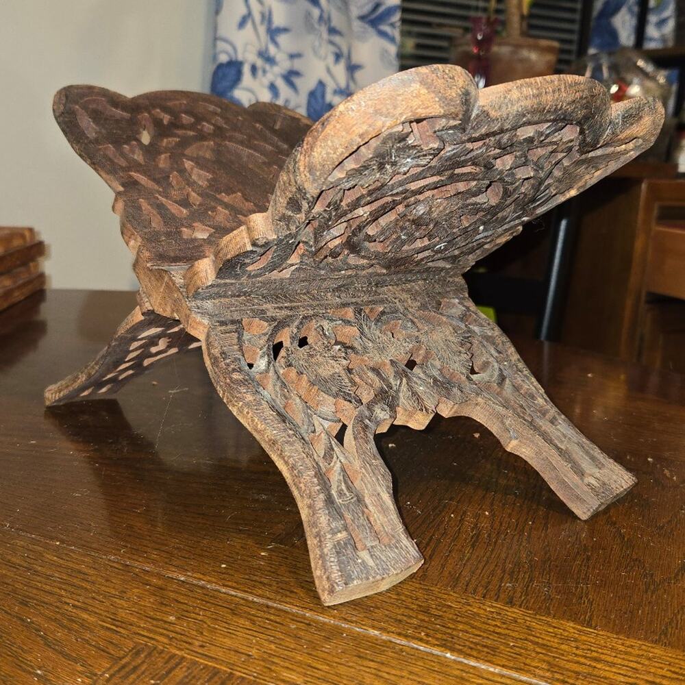 Vintage Wood Floral Book Stand Display